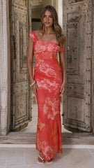 Lena Maxi Dress - Orange Floral