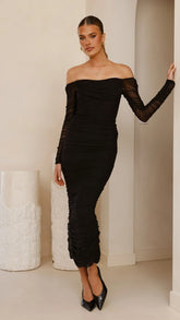 Kylie Maxi Dress Long Sleeve - Black