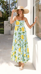 Kaethe Maxi Dress - Lemon/Aqua Floral