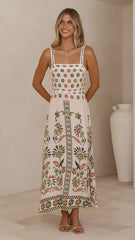 Michaela Maxi Dress - Green Floral
