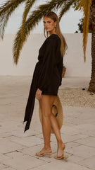 Myra Long Sleeve Mini Dress - Black