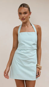 Kayden Mini Halter Dress - Baby Blue