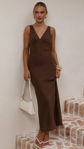 Sammie Linen Maxi Dress - Chocolate