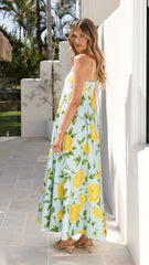 Kaethe Maxi Dress - Lemon/Aqua Floral