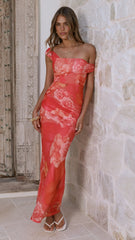 Lena Maxi Dress - Orange Floral