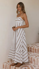 Marcel Maxi Dress - Choc/Blue Stripe