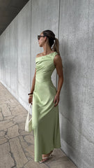 Auria Off Shoulder Maxi Dress - Key Lime