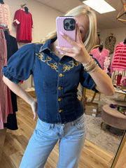 Dear Rodeo Denim Stitched Top