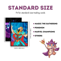 Sizing chart for card sleeves designed by LDB Duel for most trading and collectible cards. These sleeves fit perfectly with popular games like Magic: The Gathering and Pokémon. Dimensions ensure a snug fit and optimal protection.
Card Holder - Deck Box - Cosplay - LDB Duel - Duel Box - Booster Pack - TGC Games - TGC Player - Flesh & Blood - Magic the gathering