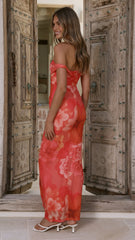 Lena Maxi Dress - Orange Floral