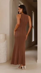 Aylah Knit Midi Dress - Brown