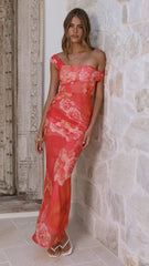 Lena Maxi Dress - Orange Floral