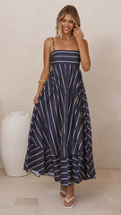 Kaethe Maxi Dress - Navy/White Stripe