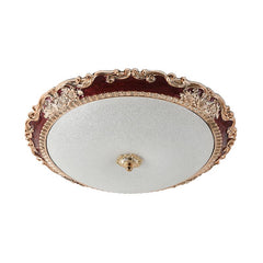 14"/16"/19.5" Wide LED Bowl Flush Mount Lamp Countryside Red/Blue Finish Milk Glass Flush Ceiling Light for bedroom