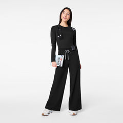 women's Black High Waisted Allison Ultra Wide Leg - Scrub Pant