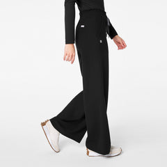 women's Black High Waisted Allison Ultra Wide Leg - Scrub Pant