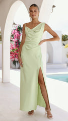 Iris Asymmetrical Maxi Dress - Key Lime