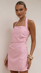 Kayden Mini Halter Dress - Baby Pink