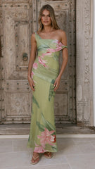 Lena Maxi Dress - Olive Floral