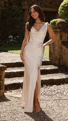 Iris Asymmetrical Maxi Dress - Champagne