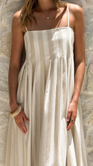 Pippa Maxi Dress - Beige Stripe