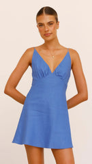 Halina Mini Dress - Blue