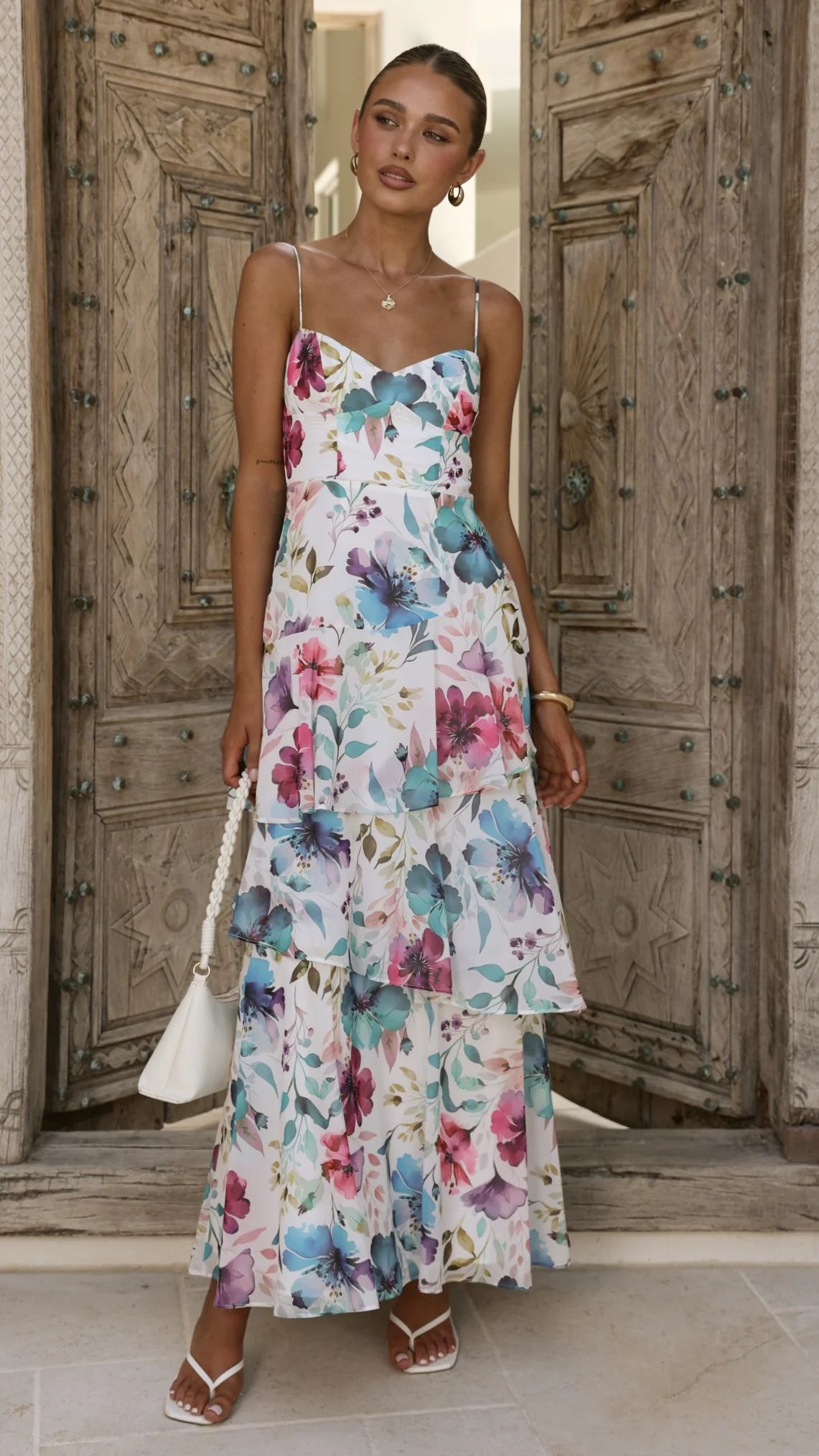 Ami Maxi Dress - Blue/Pink Floral