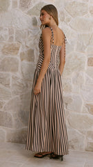 Zoriah Maxi Dress - Black/Beige Stripe