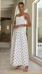 Gena Maxi Dress - White Polka