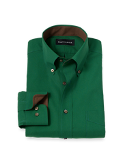 Product Image of Non-iron Cotton Solid Dress Shirt With Contrast Trim-Green