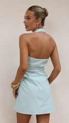 Kayden Mini Halter Dress - Baby Blue