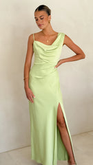 Iris Asymmetrical Maxi Dress - Key Lime