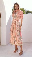 Magnolia Midi Dress - Acacia Palm Melon