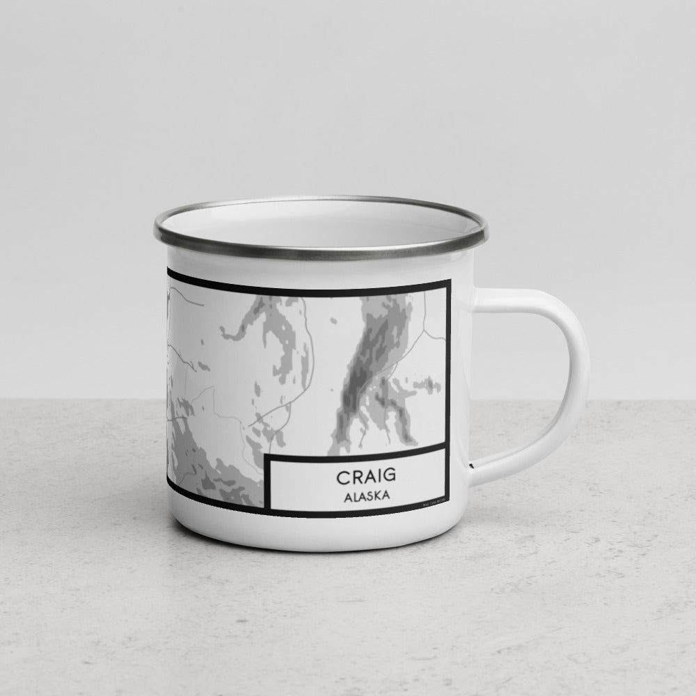 Right View Custom Craig Alaska Map Enamel Mug in Classic