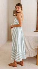 Baylee Midi Dress - Sage Stripe