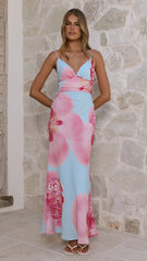 Scarlet Maxi Dress - Blue/Pink Floral