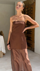 Kimora Strapless Mini Dress & Organza Skirt Set - Chocolate