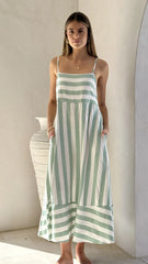 Baylee Midi Dress - Sage Stripe
