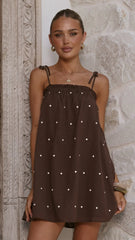 Sloane Mini Dress - Chocolate Polka